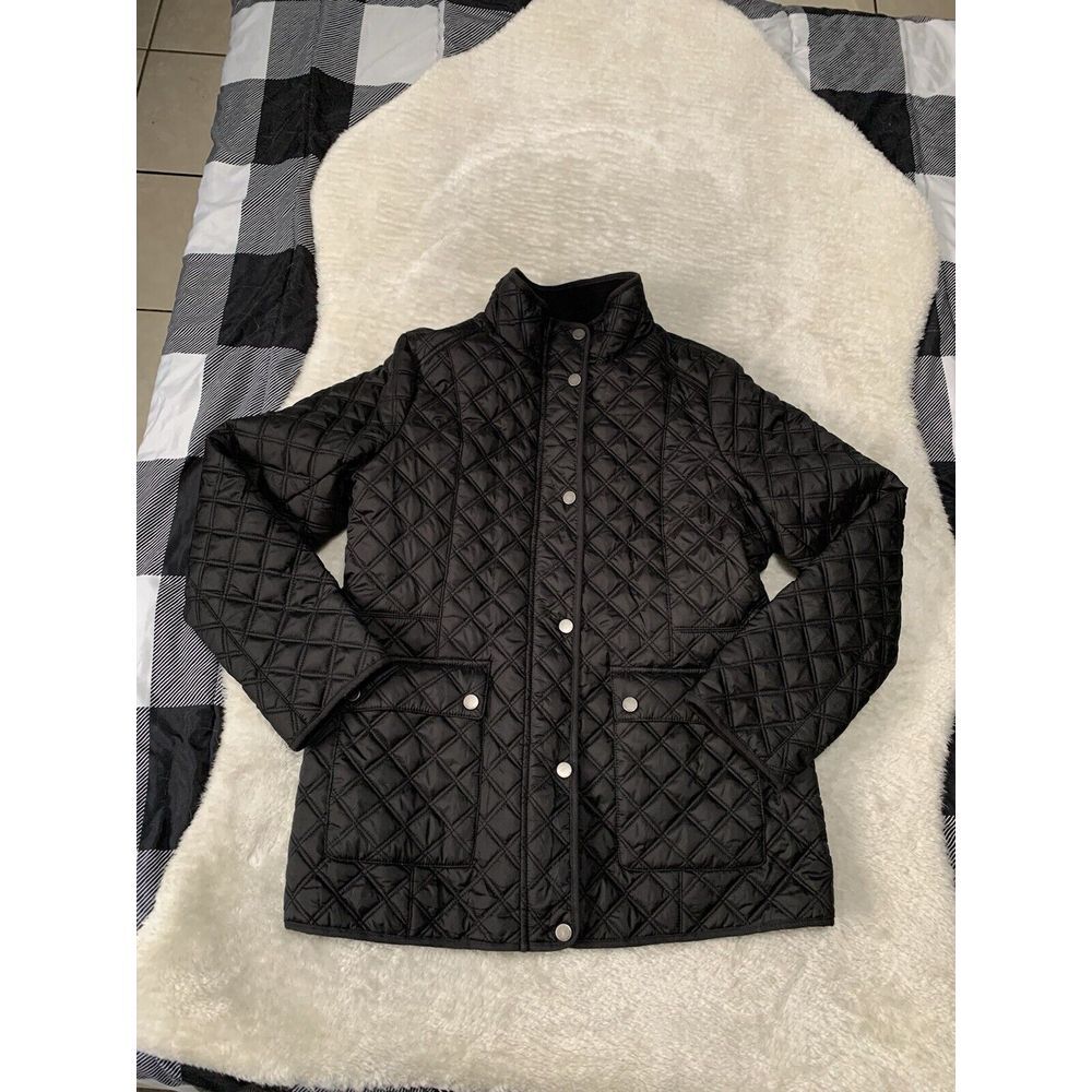 NWT Womens Lucky Brand Diamond Quilted Insulated‎ Jacket Barn Coat Black Large